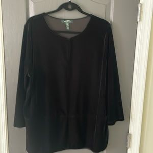 Ralph Lauren Lauren black velvet like tunic size 2X